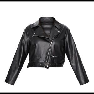 PrettyLittleThing Plus Size Biker LEATHER Jacket